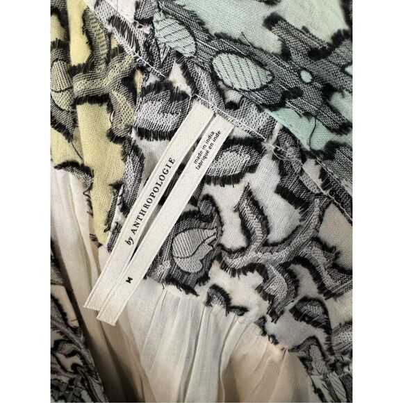 ANTHROPOLOGIE * V-Neck Textured Midi Dress medium patchwork - Picture 9 of 13